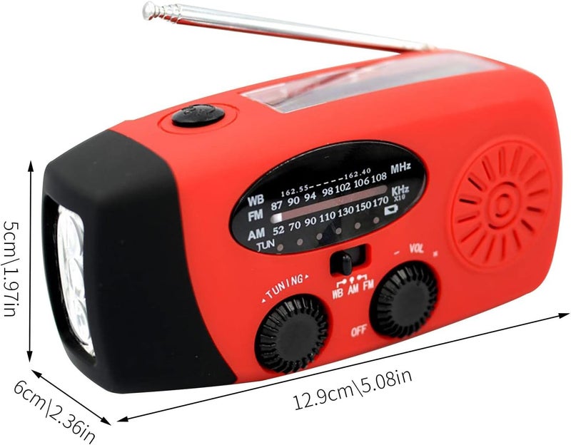 ويوبلز راديو الطقس AM/FM/NOAA، راديو طوارئ AM/FM/NOAA يعمل بالطاقة الشمسية مع مولد شحن USB يدوي، راديو يعمل بالطاقة الشمسية مع مولد شحن USB يدوي مزود ببطارية ومصباح يدوي - Image 4